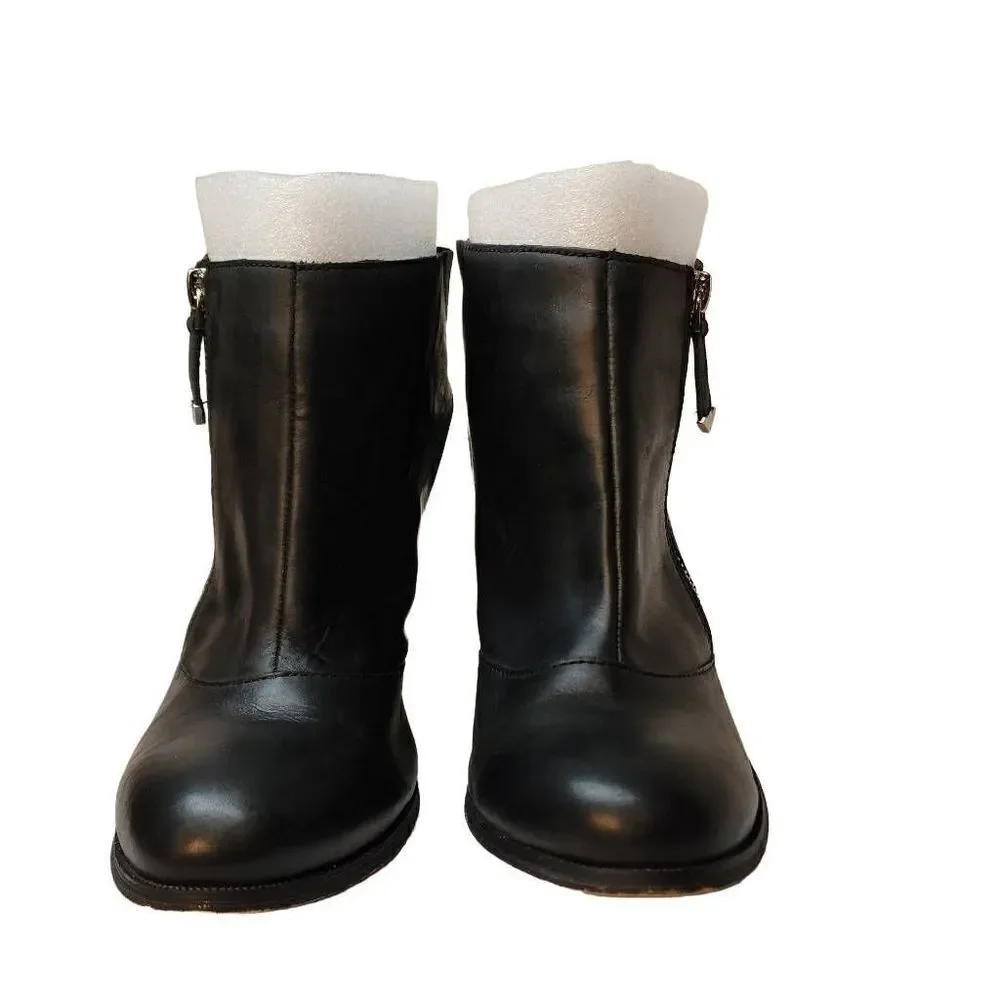 ALDO Booties Size 8.5 Black Full Side Zip Close Toe Open Heel Back One Strap‎